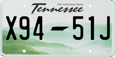 TN license plate X9451J