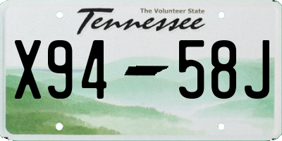 TN license plate X9458J