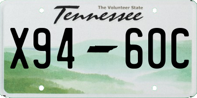 TN license plate X9460C