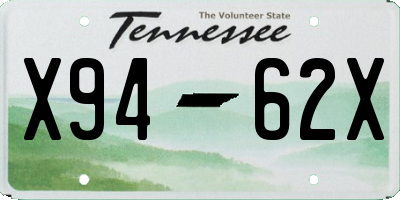 TN license plate X9462X