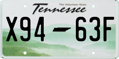 TN license plate X9463F