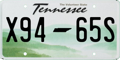 TN license plate X9465S