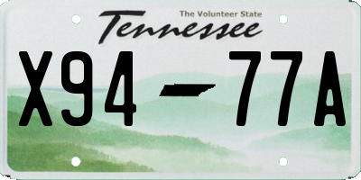TN license plate X9477A