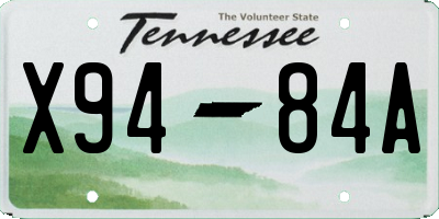 TN license plate X9484A