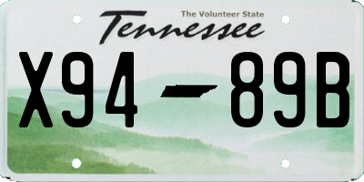 TN license plate X9489B