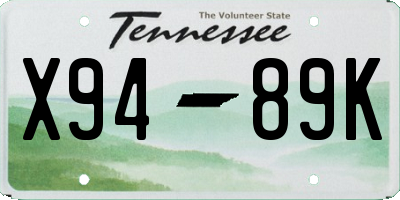 TN license plate X9489K