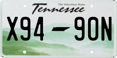 TN license plate X9490N