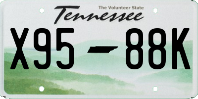 TN license plate X9588K