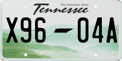 TN license plate X9604A