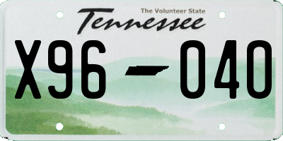 TN license plate X9604O