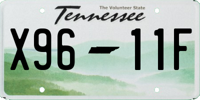 TN license plate X9611F