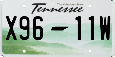 TN license plate X9611W