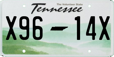 TN license plate X9614X