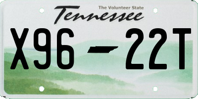 TN license plate X9622T