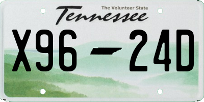 TN license plate X9624D