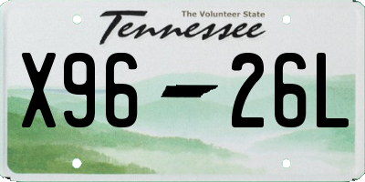TN license plate X9626L