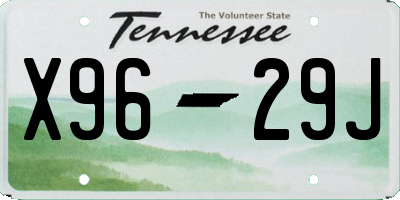 TN license plate X9629J