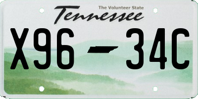 TN license plate X9634C