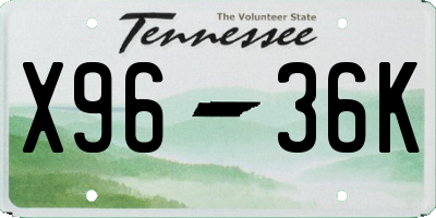 TN license plate X9636K