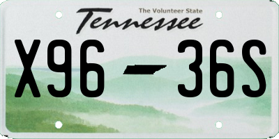 TN license plate X9636S
