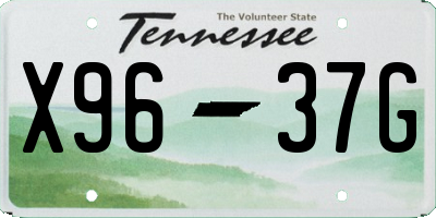 TN license plate X9637G