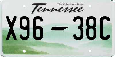 TN license plate X9638C