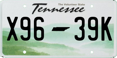 TN license plate X9639K