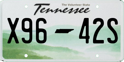 TN license plate X9642S