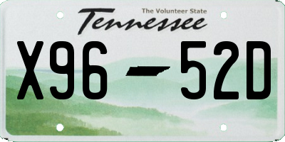 TN license plate X9652D