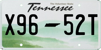 TN license plate X9652T