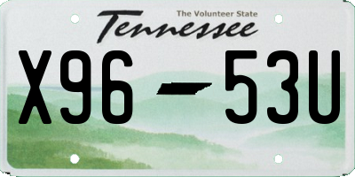 TN license plate X9653U