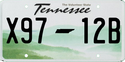 TN license plate X9712B