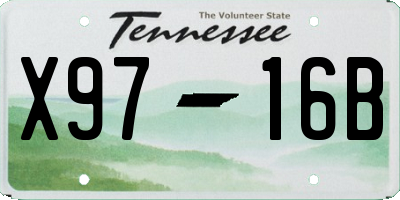 TN license plate X9716B