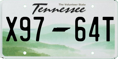 TN license plate X9764T
