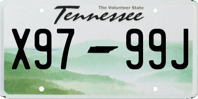 TN license plate X9799J