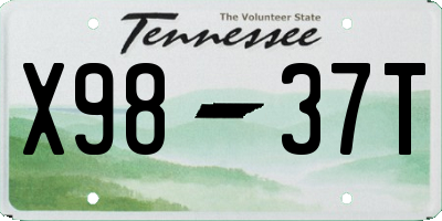 TN license plate X9837T