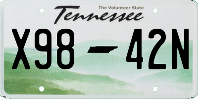 TN license plate X9842N