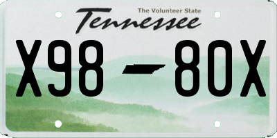 TN license plate X9880X