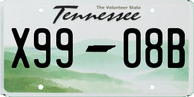 TN license plate X9908B