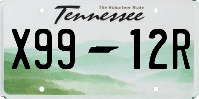 TN license plate X9912R