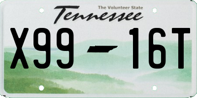 TN license plate X9916T