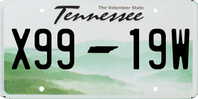TN license plate X9919W