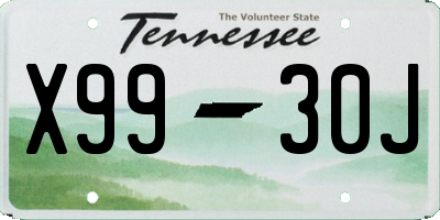 TN license plate X9930J
