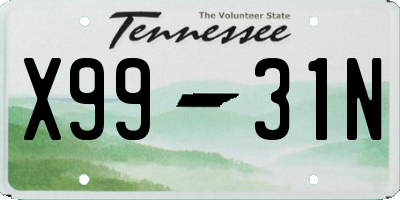 TN license plate X9931N