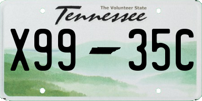 TN license plate X9935C