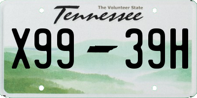 TN license plate X9939H