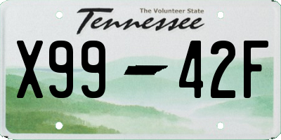 TN license plate X9942F