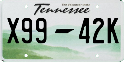 TN license plate X9942K