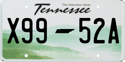 TN license plate X9952A