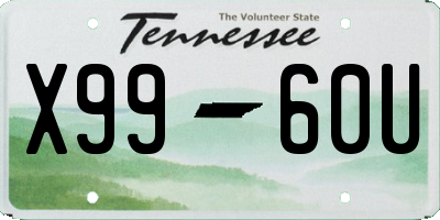 TN license plate X9960U